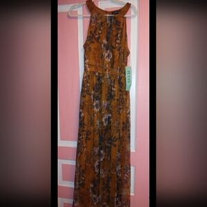 Candie's Brown and Blue Halter Maxi Dress